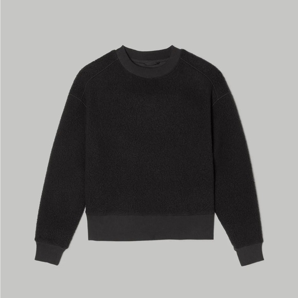 Everlane The ReNew Fleece Oversized Crew Teddy Sweatshirt, Small, NWT, Black - Picture 4 of 12